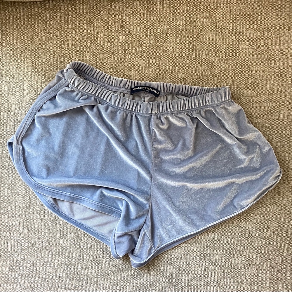 Brandy Melville blue velvet lisette shorts